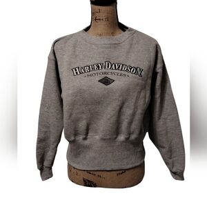 Harley Davidson Vintage Embroidered Crop Top Sweatshirt Size L